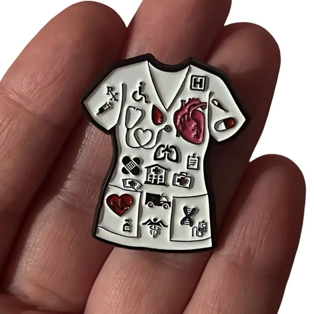 Nurse Medical Healthcare Worker White Coat Enamel Pin